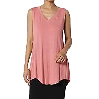 Women's S~3X Essentials Luxe Jersey Tunic V-Neck Relaxed Fit Sleeveless Top