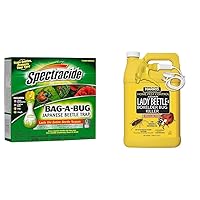Spectracide Bag-A-Bug Japanese Beetle Trap, Dual Lure System 12 Count & Harris Asian Lady Beetle, Japanese Beetle, and Box Elder Killer, Liquid Spray (Gallon)