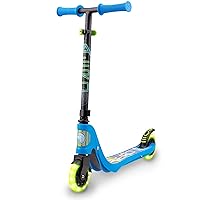 Flybar Aero Micro Kick Scooter for Kids, Pro Design with 2 Electric LED Wheels, Adjustable Handles, Blue