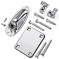 Guitar String Tree Retainer Set Electric Guitar Hardware Metal Guitar Roller String Tree String Retainer + Neck Plate + Loaded Jack Socket Plate with Mounting Screws Replacement Accessories,guit