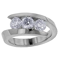 1.00 CT TW 3-Stone Channel Set Anniversary Wedding Ring in 14k White Gold (F-G color, VS2-SI1 clarity)