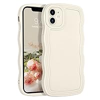 YINLAI Designed for iPhone 12 Case Phone Cover 6.1-Inch, Stone Cute Curly Wave Frame Shape Slim Soft TPU Gel Rubber Bumper Shockproof Protective Phone Cases, White