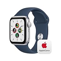 Apple Watch SE (GPS, 40mm) - Silver Aluminium Case with Abyss Blue Sport Band - Regular with AppleCare+