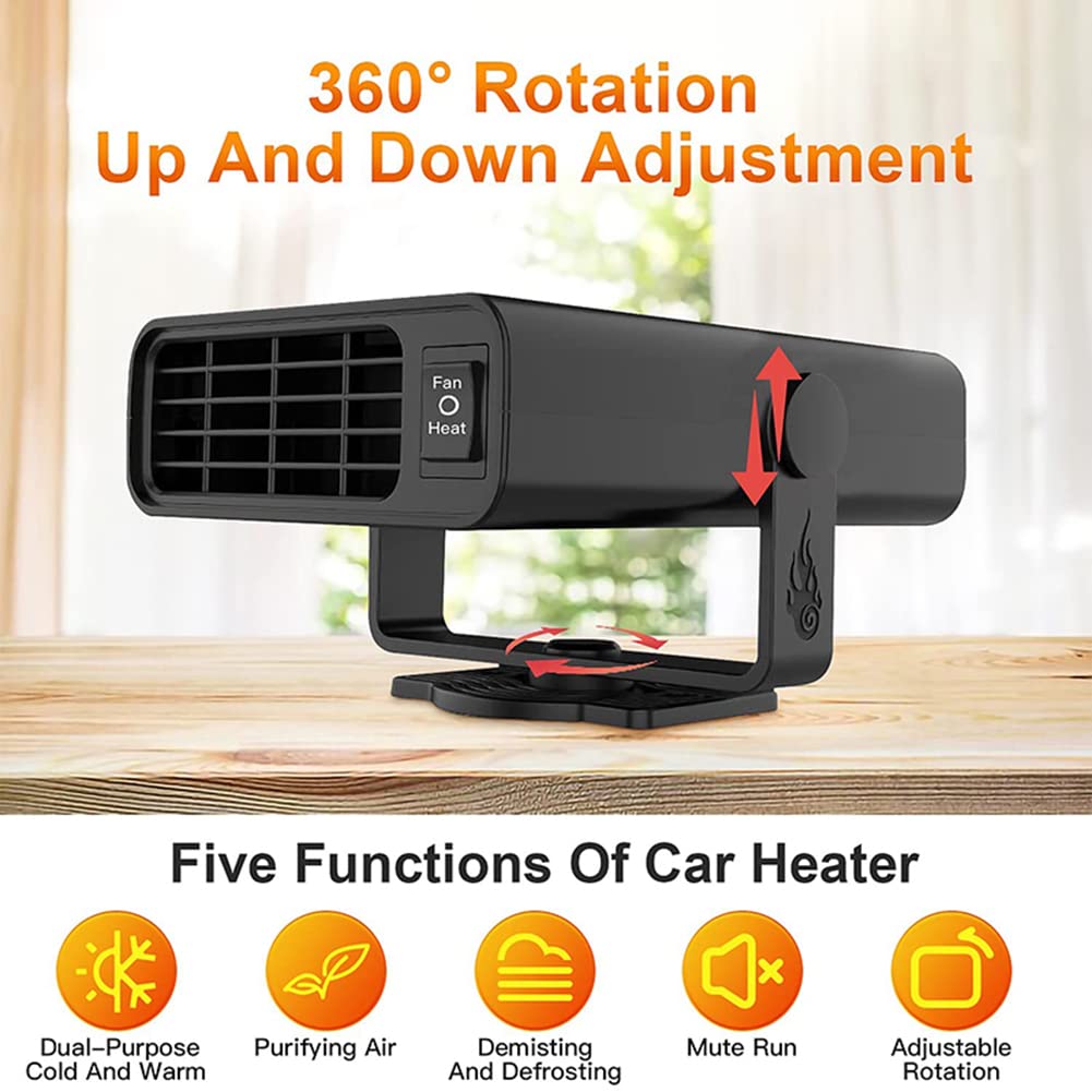 Car Heater That Plugs Into Cigarette Lighter 12V 150W Portable 2 in 1 Car Heating Cooling Fan Defrost Defogger