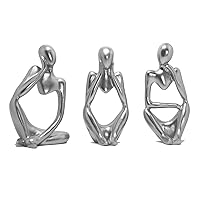 ARTLF Denkers Resin Abstract Statue Ornaments Art Sculpture and Figures Modern Decoration Modern for Living Room Black Unique Statues and Sculptures (Silver)