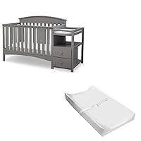 Delta Children Abby Convertible Crib 'N' Changer + Changing Pad and Cover [Bundle], Grey