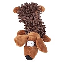 GLOGLOW Dog Chew Toy, Noodle Plush Animal Squeaky Dog Toy for Small Medium Dogs Molar Teeth Playing Biting(Brown)
