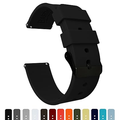BARTON WATCH BANDS - Soft Silicone Quick Release Straps - Choose Color & Width - 16mm, 18mm, 20mm, 22mm, 24mm - Silky Soft Rubber Watch Bands
