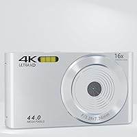 FHD 4K 44MP Digital Camera for Boys Girls 4K Cheap Compact Portable Small Point Shoot Camera with 64GB Card 16X Digital Zoom Digital Camera for Kids YouTube Video Compact Cameras (White)