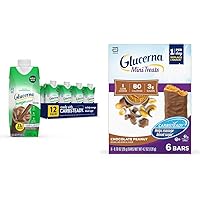 Glucerna Hunger Smart Meal Size Shake, Diabetic Meal Replacement & Mini Treats, Diabetic Snack Replacement to Support Blood Sugar Management, 80 Calories, Chocolate Peanut, 6-Bar Pack, 24 Count