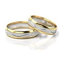 JC PL234 Wedding Rings - Yellow Gold White Gold Bicolour Wedding Rings with Engraving