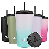 18OZ Insulated Tumbler with Lid and 2 Straws Stainless Steel Water Bottle Vacuum Travel Mug Coffee Cup,Oasis