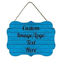 Personalized Hanging Door Wood Signs Customized Your Image/Text for Home Kitchen Farmhouse Office Door Hanger Wall Decor Gift