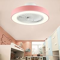 Ceiling Fans with Lights Remote Control, 20in Bladeless Flush Mount Ceiling Lights 360°Angle Airflow, 3 Gear Wind Stepless Dimming Flush Mount Ceiling Fan