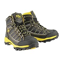 Bazalt MBM9122 Men's Black with Yellow Water and Frost Proof Leather Outdoor Lace-Up Boots - 10
