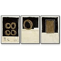 Canvas 3 Piece Abstract Wall Art Modern Paintings Decorations Elegant Golden Rings Black Floater Frame Wall Hanging for Bedroom Office Kitchen - 16