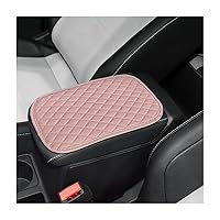 8sanlione Auto Center Console Pad, PU Leather Car Center Console Box Cushion, Non Slip Soft Armrest Seat Box Cover, Waterproof Vehicle Armrest Protector, Car Accessories for SUV Truck (Pink)