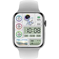 Smartwatches 8 Series with Game Body Temperature Measurement 2.0 Inch 420 * 485 Screen Electronic (Colour: Silver1, Size : 1), Strap.