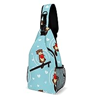 Funny Beaver with Heart Crossbody Bag Over Shoulder Sling Backpack Casual Cross Chest Side Pouch