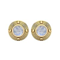 6mm Round Shape Birthstone Moonstone Stud Earrings in 925 Sterling Silver, Minimalist Delicate Jewelry