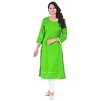 Indian Cotton Women Ethnic Tunic Long Kurti Top Solid Plain