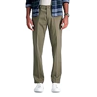 Haggar Men's Iron Free Premium Khaki Straight Fit Flat Front Flex Waistband Casual Pant