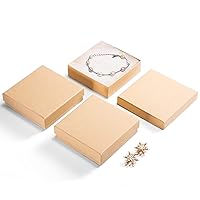 Cardboard Jewelry Gift Boxes, Cotton Filled Jewlery Box w/Lids, Brown 3.5x3.5x1