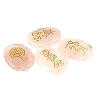 Jet Usui Reiki Healing Set Chakra Balancing Meditation Gemstone Spiritual Energized Positive (Rose Quartz)