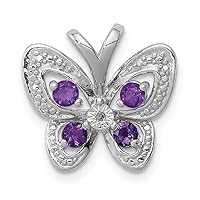 925 Sterling Silver Polished Prong set Amethyst and Diamond Pendant Necklace Jewelry Gifts for Women