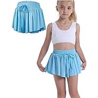 Flowy Shorts for Teen Girls with Spandex Liner 2-in-1 Youth Butterfly Skirts Tennis Running Fitness Sports Dance Skort