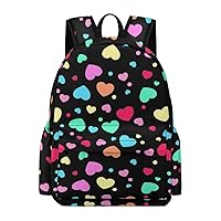 Cute Colored Hearts Backpack Lightweight Laptop Backpack Travel Business Bag Casual Shoulder Bags Daypack for Women Men