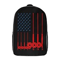 Fly Fishing American Flag 17 Inches Travel Backpacks Funny Shoulder Bag Lightweight Daypack