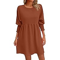 Mix Dresses for Women Women's Midi Dress Long Sleeve Sleeve Shirred Bodice Floral Dress for Fall Party Beach
