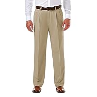 Haggar mens Cool 18 Pro Classic Fit Pleat Front Hidden Expandable Waist With Big & Tall Sizes Casual Pants, Khaki, 38W x 30L US
