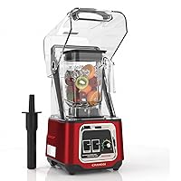 Quiet Smoothie Blender, Professional Countertop Blender with Removable Shield, 2200W Strong Motor, 52oz BPA-free Jar for Shakes and Smoothies, Self-Cleaning K80 (Red)