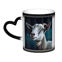 Goat Print Coffee Mug 13 oz Heat Sensitive Color Changing Mug Cute Ceramic Mug For Women Men
