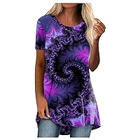Women Tops,Plus Size Short Sleeve Round Neck Printed Summer Shirt Tunic Casual Fashion Top 2024 Blouse