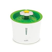 Catit Flower Fountain with Triple Action Filter, Cat Drinking Water Fountain, 3 L, Green