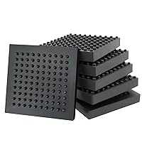 BXI Exercise Equipment Mat - 4 x 4 x 0.8 Inches 6 Pcs Non Slip Noise Reduction Anti Vibration Treadmill Stationary Bike Mats, Heavy Duty Thick Steel Embedded Rubber Pad for Hardwood Floors & Carpet