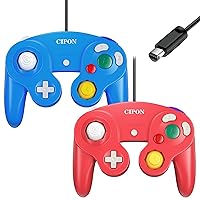 Gamecube Controller, Wired Controller Gamepad Compatible with Nintendo Wii/GameCube - Enhanced (Blue & Red)
