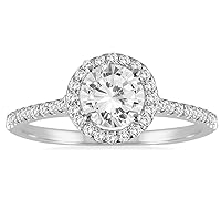AGS Certified 1 1/4 Carat TW Diamond Halo Ring in 14K White Gold (J-K Color, I2-I3 Clarity)