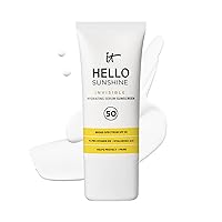 IT Cosmetics Hello Sunshine Invisible Sunscreen for Face SPF 50 - Sunscreen, Hydrating Serum & Makeup Primer - 1% Pro-Vitamin B5 & Hyaluronic Acid - HSA/FSA Eligible - No White Cast - 1.69 fl oz