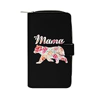 Mama Bear Floral Fashion Long Wallet for Men Women Coin Pouch Credit Card Holder Purses & ID Window
