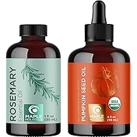 Natural Hair Oils for Hair Growth - Organic Pumpkin Seed Oil and Pure Rosemary Oil for Hair Growth - Hair Treatment Oils Set with Rosemary Essential Oil and Organic Pumpkin Oil for Hair Growth