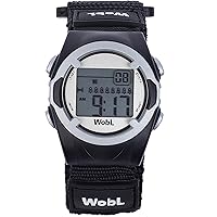 Vibrating 8-Alarm & Repeating Countdown Timer Watch, Medication/Sports/Meetings/Potty, BlackWobL (Black) Vibrating Reminder Watch | 8 Alarm