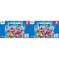 Capri Sun Fruit Punch Naturally Flavored Kids Juice Drink Blend (10 ct Box, 6 fl oz Pouches) (Pack of 2)