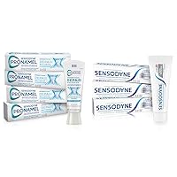 Sensodyne Toothpaste Bundle with Intensive Enamel Repair for Sensitive Teeth, Extra Whitening for Stain Removal, Cool Mint Flavor, Packs of 3 and 4
