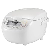 Panasonic 5 Cup (Uncooked) Rice Cooker with Pre-Programmed Cooking Options for Brown Rice, White Rice, and Porridge or Soup - 1.0 Liter - SR-CN108 (White)