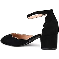Brinley Co. Womens Edsey Faux Suede Ankle Strap Scalloped Pumps