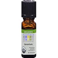 100% Pure Geranium Essential Oil | Certified Organic, GC/MS Tested for Purity | 7.4 ml (0.25 fl. oz.) | Pelargonium graveolens